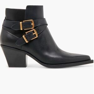 Dolce Vita Ramone Black Leather Ankle Boot with Gold Buckles